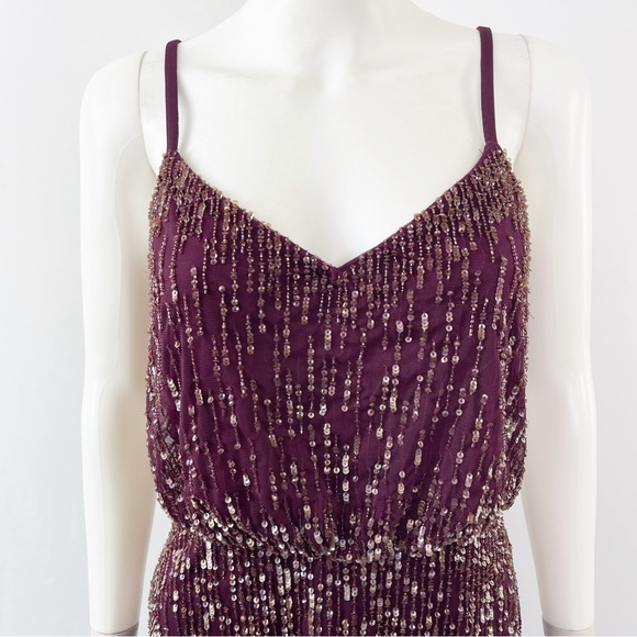 Adrianna Papell Dress Size 4 Midi Beaded Flapper Whimsigoth Dark Fairycore - Picture 4 of 13